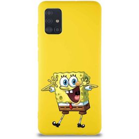 Printify Samsung Galaxy A51 Soft Premier Kapak Sünger Bob Tasarımlı Silikon Cep Telefonu Kılıf