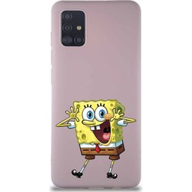 Printify Samsung Galaxy A51 Soft Premier Kapak Sünger Bob Tasarımlı Silikon Cep Telefonu Kılıf