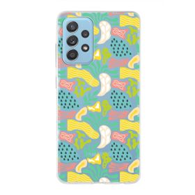Printify Samsung Galaxy A52 İle Uyumlu 1 mm Kapak Memphis Desen Tasarımlı Şeffaf Silikon Cep Telefonu Kılıf
