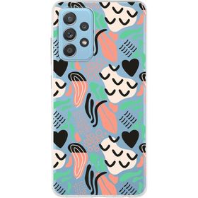 Printify Samsung Galaxy A52 İle Uyumlu 1 mm Kapak Memphis Desen Tasarımlı Şeffaf Silikon Cep Telefonu Kılıf