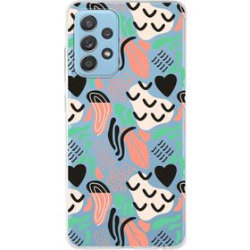 Printify Samsung Galaxy A52 İle Uyumlu 1 mm Kapak Memphis Desen Tasarımlı Şeffaf Silikon Cep Telefonu Kılıf