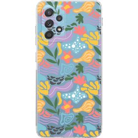 Printify Samsung Galaxy A52 Uyumlu Kamera Korumalı Kapak Memphis Desen Tasarımlı Şeffaf Cep Telefonu Kılıf