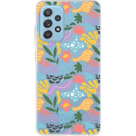 Printify Samsung Galaxy A52S İle Uyumlu 1mm Kapak Memphis Desen Tasarımlı Şeffaf Silikon Cep Telefonu Kılıf