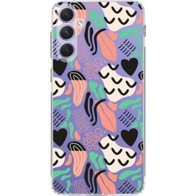 Printify Samsung Galaxy A54 İle Uyumlu 1 mm Kapak Memphis Desen Tasarımlı Şeffaf Silikon Cep Telefonu Kılıf