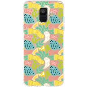 Printify Samsung Galaxy A6 2018 İle Uyumlu 1 mm Kapak Memphis Desen Tasarımlı Şeffaf Silikon Cep Telefonu Kılıf