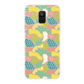 Printify Samsung Galaxy A6 2018 İle Uyumlu 1 mm Kapak Memphis Desen Tasarımlı Şeffaf Silikon Cep Telefonu Kılıf