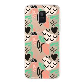 Printify Samsung Galaxy A6 2018 İle Uyumlu 1 mm Kapak Memphis Desen Tasarımlı Şeffaf Silikon Cep Telefonu Kılıf