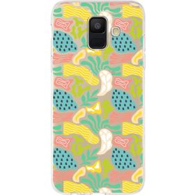 Printify Samsung Galaxy A6 2018 İle Uyumlu 1 mm Kapak Memphis Desen Tasarımlı Şeffaf Silikon Cep Telefonu Kılıf
