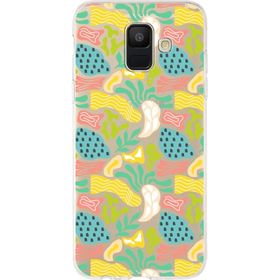 Printify Samsung Galaxy A6 2018 İle Uyumlu 1 mm Kapak Memphis Desen Tasarımlı Şeffaf Silikon Cep Telefonu Kılıf