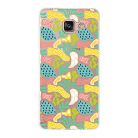 Printify Samsung Galaxy A7 2016 İle Uyumlu 1 mm Kapak Memphis Desen Tasarımlı Şeffaf Silikon Cep Telefonu Kılıf