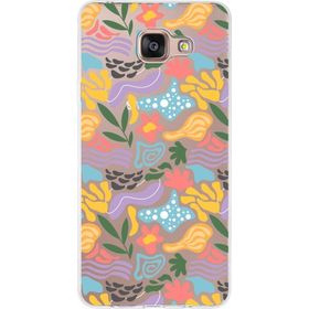 Printify Samsung Galaxy A7 2016 İle Uyumlu 1 mm Kapak Memphis Desen Tasarımlı Şeffaf Silikon Cep Telefonu Kılıf