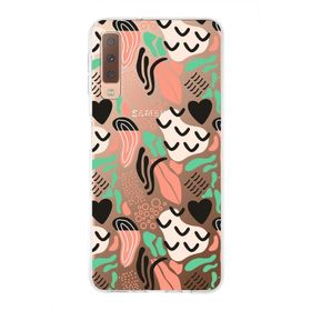 Printify Samsung Galaxy A7 2017 İle Uyumlu 1 mm Kapak Memphis Desen Tasarımlı Şeffaf Silikon Cep Telefonu Kılıf