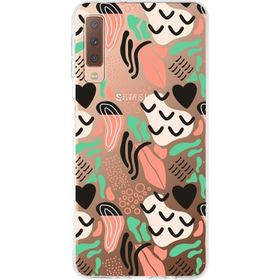 Printify Samsung Galaxy A7 2017 İle Uyumlu 1 mm Kapak Memphis Desen Tasarımlı Şeffaf Silikon Cep Telefonu Kılıf