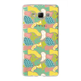 Printify Samsung Galaxy A7 2018 İle Uyumlu 1 mm Kapak Memphis Desen Tasarımlı Şeffaf Silikon Cep Telefonu Kılıf