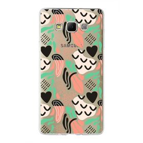 Printify Samsung Galaxy A7 İle Uyumlu 1 mm Kapak Memphis Desen Tasarımlı Şeffaf Silikon Cep Telefonu Kılıf