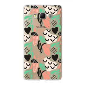 Printify Samsung Galaxy A7 İle Uyumlu 1 mm Kapak Memphis Desen Tasarımlı Şeffaf Silikon Cep Telefonu Kılıf