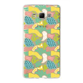 Printify Samsung Galaxy A7 İle Uyumlu 1 mm Kapak Memphis Desen Tasarımlı Şeffaf Silikon Cep Telefonu Kılıf