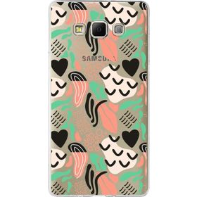 Printify Samsung Galaxy A7 İle Uyumlu 1 mm Kapak Memphis Desen Tasarımlı Şeffaf Silikon Cep Telefonu Kılıf