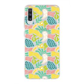 Printify Samsung Galaxy A70 İle Uyumlu 1 mm Kapak Memphis Desen Tasarımlı Şeffaf Silikon Cep Telefonu Kılıf