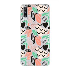 Printify Samsung Galaxy A70 İle Uyumlu 1 mm Kapak Memphis Desen Tasarımlı Şeffaf Silikon Cep Telefonu Kılıf
