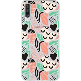 Printify Samsung Galaxy A70 İle Uyumlu 1 mm Kapak Memphis Desen Tasarımlı Şeffaf Silikon Cep Telefonu Kılıf