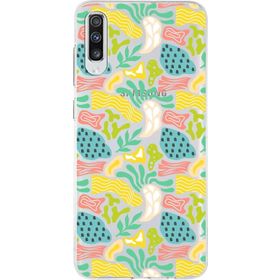 Printify Samsung Galaxy A70 İle Uyumlu 1 mm Kapak Memphis Desen Tasarımlı Şeffaf Silikon Cep Telefonu Kılıf