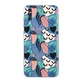 Printify Samsung Galaxy A70 Uyumlu Kamera Korumalı Kapak Memphis Desen Tasarımlı Şeffaf Cep Telefonu Kılıf