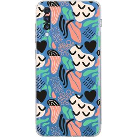 Printify Samsung Galaxy A70 Uyumlu Kamera Korumalı Kapak Memphis Desen Tasarımlı Şeffaf Cep Telefonu Kılıf