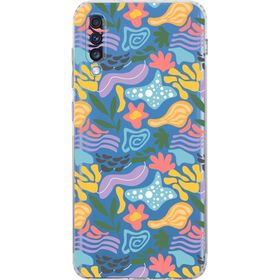 Printify Samsung Galaxy A70 Uyumlu Kamera Korumalı Kapak Memphis Desen Tasarımlı Şeffaf Cep Telefonu Kılıf
