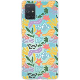 Printify Samsung Galaxy A70S İle Uyumlu 1mm Kapak Memphis Desen Tasarımlı Şeffaf Silikon Cep Telefonu Kılıf