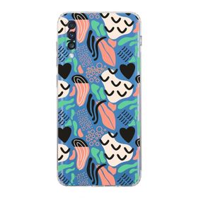 Printify Samsung Galaxy A70s Uyumlu Kamera Korumalı Kapak Memphis Desen Tasarımlı Şeffaf Cep Telefonu Kılıf