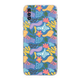 Printify Samsung Galaxy A70s Uyumlu Kamera Korumalı Kapak Memphis Desen Tasarımlı Şeffaf Cep Telefonu Kılıf