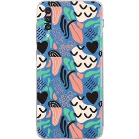 Printify Samsung Galaxy A70s Uyumlu Kamera Korumalı Kapak Memphis Desen Tasarımlı Şeffaf Cep Telefonu Kılıf