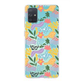 Printify Samsung Galaxy A71 İle Uyumlu 1 mm Kapak Memphis Desen Tasarımlı Şeffaf Silikon Cep Telefonu Kılıf