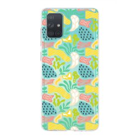 Printify Samsung Galaxy A71 İle Uyumlu 1 mm Kapak Memphis Desen Tasarımlı Şeffaf Silikon Cep Telefonu Kılıf