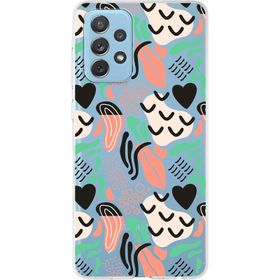 Printify Samsung Galaxy A71 İle Uyumlu 1 mm Kapak Memphis Desen Tasarımlı Şeffaf Silikon Cep Telefonu Kılıf