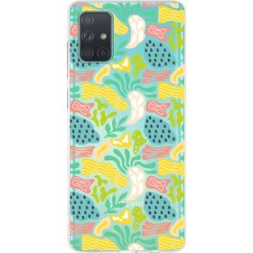 Printify Samsung Galaxy A71 İle Uyumlu 1 mm Kapak Memphis Desen Tasarımlı Şeffaf Silikon Cep Telefonu Kılıf