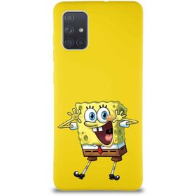 Printify Samsung Galaxy A71 Soft Premier Kapak Sünger Bob Tasarımlı Silikon Cep Telefonu Kılıfı