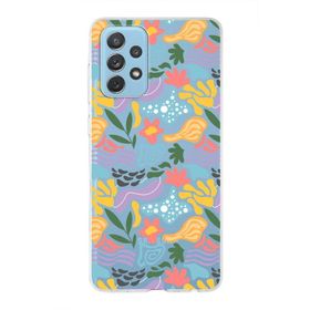 Printify Samsung Galaxy A72 İle Uyumlu 1mm Kapak Memphis Desen Tasarımlı Şeffaf Silikon Cep Telefonu Kılıfı