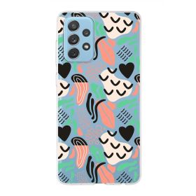 Printify Samsung Galaxy A72 İle Uyumlu 1mm Kapak Memphis Desen Tasarımlı Şeffaf Silikon Cep Telefonu Kılıfı