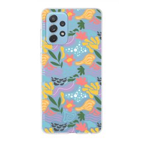 Printify Samsung Galaxy A72 İle Uyumlu 1mm Kapak Memphis Desen Tasarımlı Şeffaf Silikon Cep Telefonu Kılıfı