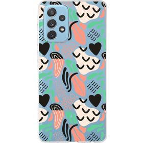 Printify Samsung Galaxy A72 İle Uyumlu 1mm Kapak Memphis Desen Tasarımlı Şeffaf Silikon Cep Telefonu Kılıfı