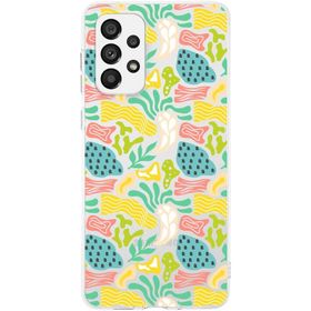 Printify Samsung Galaxy A73 İle Uyumlu 1mm Kapak Memphis Desen Tasarımlı Şeffaf Silikon Cep Telefonu Kılıfı