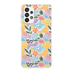 Printify Samsung Galaxy A73 İle Uyumlu 1mm Kapak Memphis Desen Tasarımlı Şeffaf Silikon Cep Telefonu Kılıfı