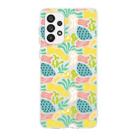 Printify Samsung Galaxy A73 İle Uyumlu 1mm Kapak Memphis Desen Tasarımlı Şeffaf Silikon Cep Telefonu Kılıfı
