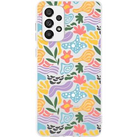 Printify Samsung Galaxy A73 İle Uyumlu 1mm Kapak Memphis Desen Tasarımlı Şeffaf Silikon Cep Telefonu Kılıfı