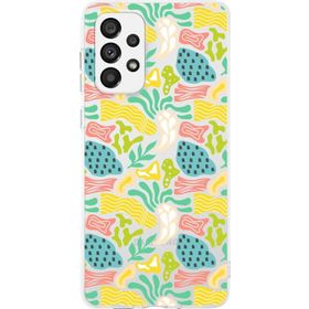 Printify Samsung Galaxy A73 İle Uyumlu 1mm Kapak Memphis Desen Tasarımlı Şeffaf Silikon Cep Telefonu Kılıfı
