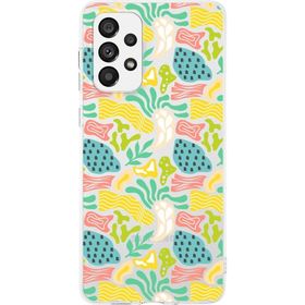 Printify Samsung Galaxy A73 İle Uyumlu 1mm Kapak Memphis Desen Tasarımlı Şeffaf Silikon Cep Telefonu Kılıfı