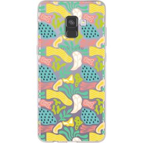 Printify Samsung Galaxy A8 İle Uyumlu 1mm Kapak Memphis Desen Tasarımlı Şeffaf Silikon Cep Telefonu Kılıfı