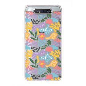Printify Samsung Galaxy A80 İle Uyumlu 1mm Kapak Memphis Desen Tasarımlı Şeffaf Silikon Cep Telefonu Kılıfı